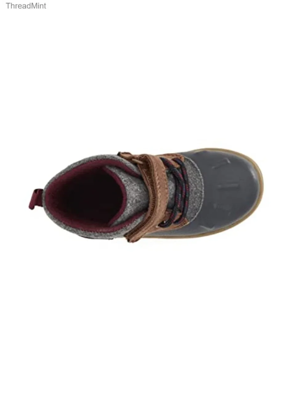 Kids Duck Boots with Hook-and-Loop Closure, Wool Fabric, Rubber Sole